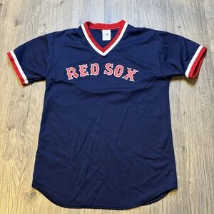 VTG Majestic MLB Mens Boston Red Socks Navy Blue Ringer Jersey #30 Size Large